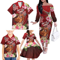 Personalised New Zealand Father's Day Family Matching Off The Shoulder Long Sleeve Dress and Hawaiian Shirt Happy Father And Child DT04 - Polynesian Pride