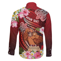 Personalised New Zealand Father's Day Family Matching Off The Shoulder Long Sleeve Dress and Hawaiian Shirt Happy Father And Child DT04 - Polynesian Pride