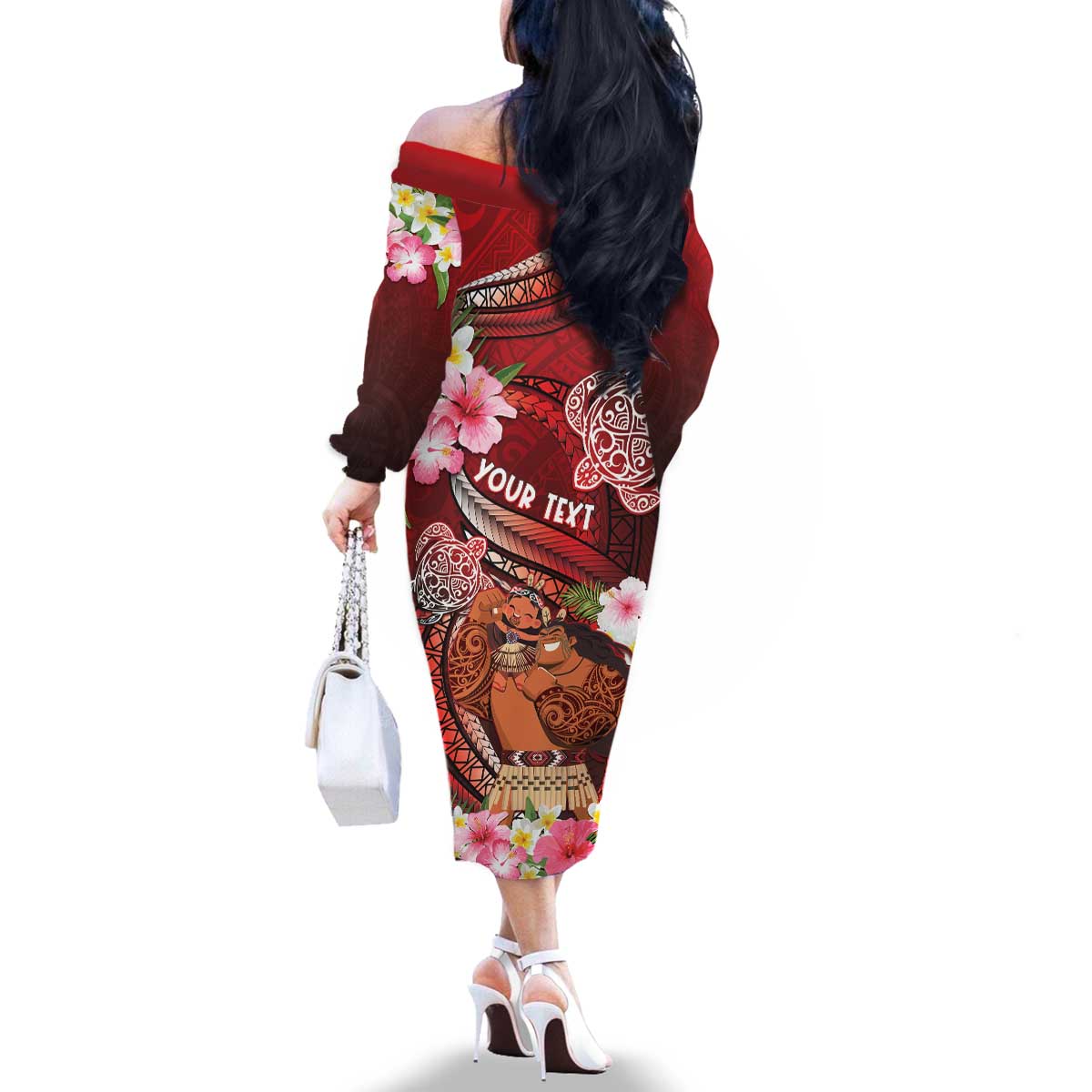Personalised New Zealand Father's Day Family Matching Off The Shoulder Long Sleeve Dress and Hawaiian Shirt Happy Father And Child DT04 - Polynesian Pride