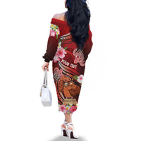 Personalised New Zealand Father's Day Family Matching Off The Shoulder Long Sleeve Dress and Hawaiian Shirt Happy Father And Child DT04 - Polynesian Pride