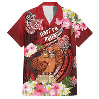 Personalised New Zealand Father's Day Family Matching Off Shoulder Maxi Dress and Hawaiian Shirt Happy Father And Child DT04 Dad's Shirt - Short Sleeve Red - Polynesian Pride