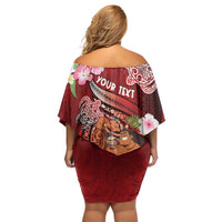 Personalised New Zealand Father's Day Family Matching Off Shoulder Short Dress and Hawaiian Shirt Happy Father And Child DT04 - Polynesian Pride
