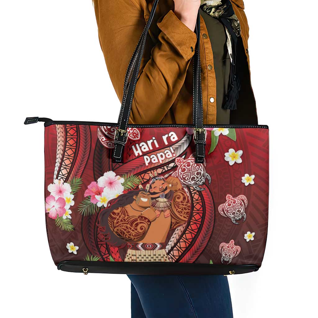 New Zealand Father's Day Leather Tote Bag Happy Father And Child