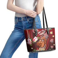 New Zealand Father's Day Leather Tote Bag Happy Father And Child
