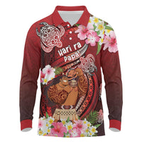 Personalised New Zealand Father's Day Long Sleeve Polo Shirt Happy Father And Child