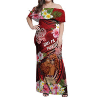 Personalised New Zealand Father's Day Off Shoulder Maxi Dress Happy Father And Child