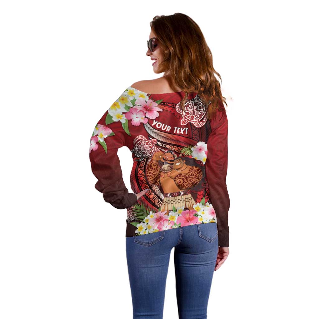 Personalised New Zealand Father's Day Off Shoulder Sweater Happy Father And Child