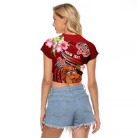 Personalised New Zealand Father's Day Raglan Cropped T Shirt Happy Father And Child