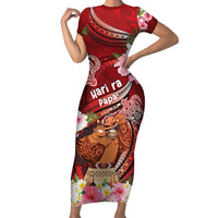 Personalised New Zealand Father's Day Short Sleeve Bodycon Dress Happy Father And Child