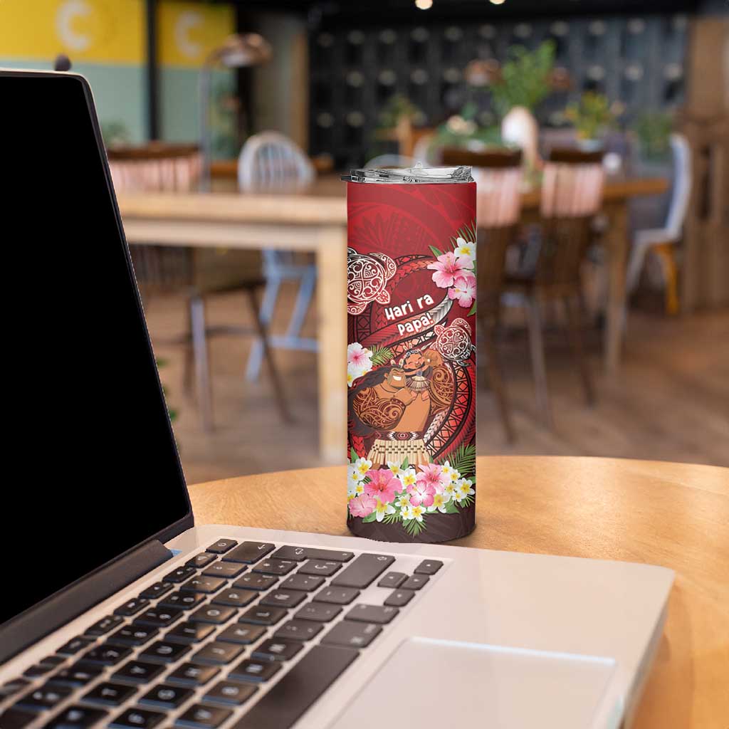 Personalised New Zealand Father's Day Skinny Tumbler Happy Father And Child DT04 - Polynesian Pride