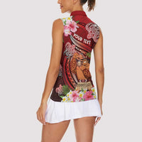 Personalised New Zealand Father's Day Women Sleeveless Polo Shirt Happy Father And Child