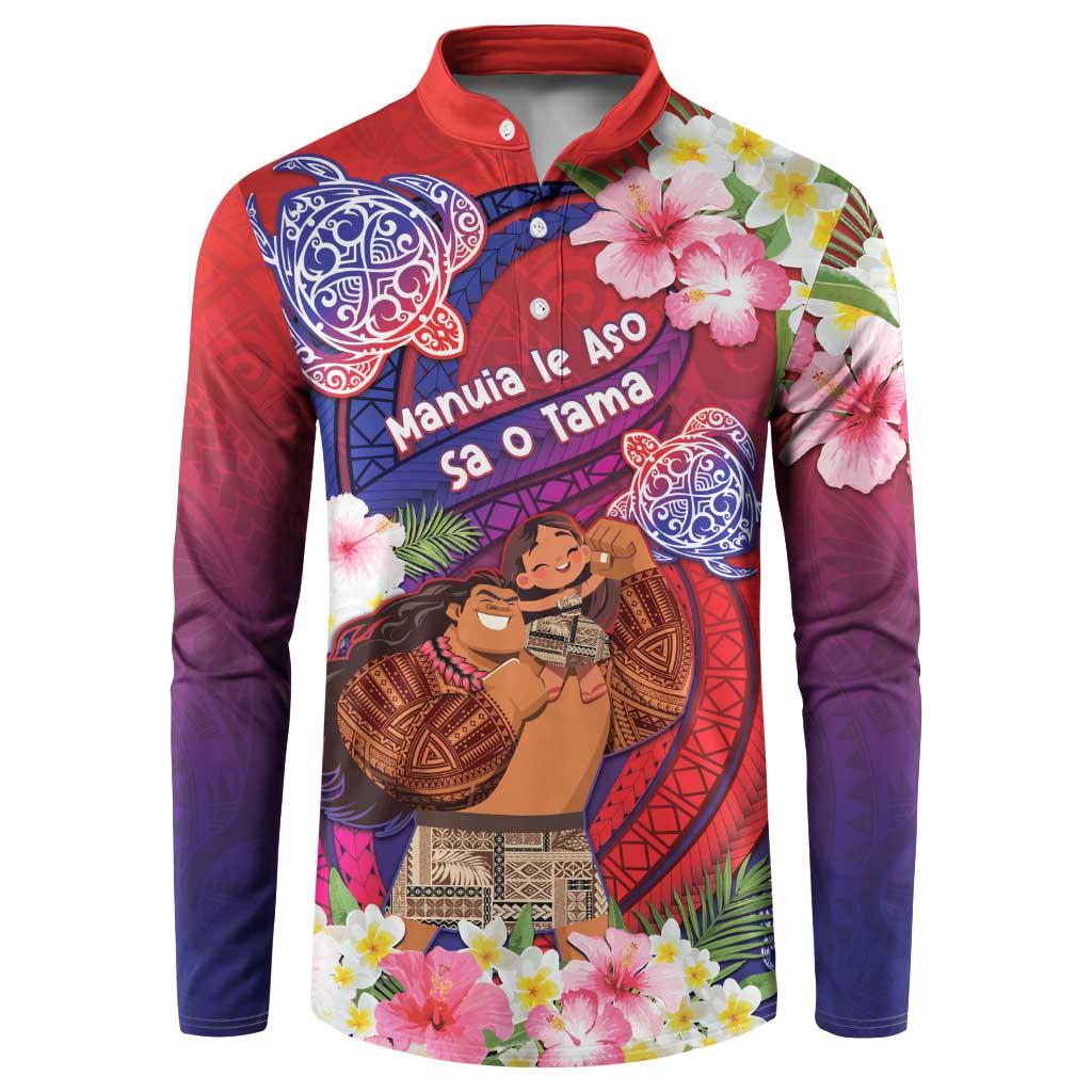 Personalised Samoa Father's Day Button Sweatshirt Happy Father And Child