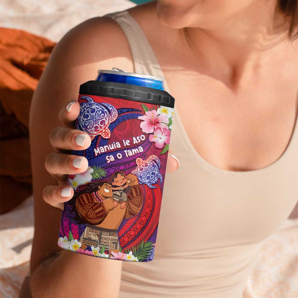 Personalised Samoa Father's Day 4 in 1 Can Cooler Tumbler Happy Father And Child