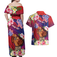 Personalised Samoa Father's Day Couples Matching Off Shoulder Maxi Dress and Hawaiian Shirt Happy Father And Child DT04 - Polynesian Pride
