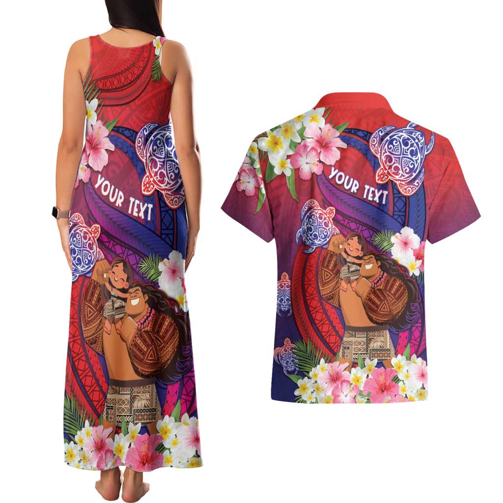 Personalised Samoa Father's Day Couples Matching Tank Maxi Dress and Hawaiian Shirt Happy Father And Child