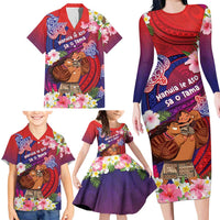 Personalised Samoa Father's Day Family Matching Long Sleeve Bodycon Dress and Hawaiian Shirt Happy Father And Child DT04 - Polynesian Pride