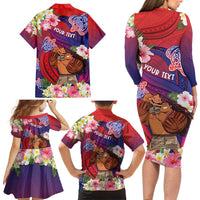 Personalised Samoa Father's Day Family Matching Long Sleeve Bodycon Dress and Hawaiian Shirt Happy Father And Child DT04 - Polynesian Pride
