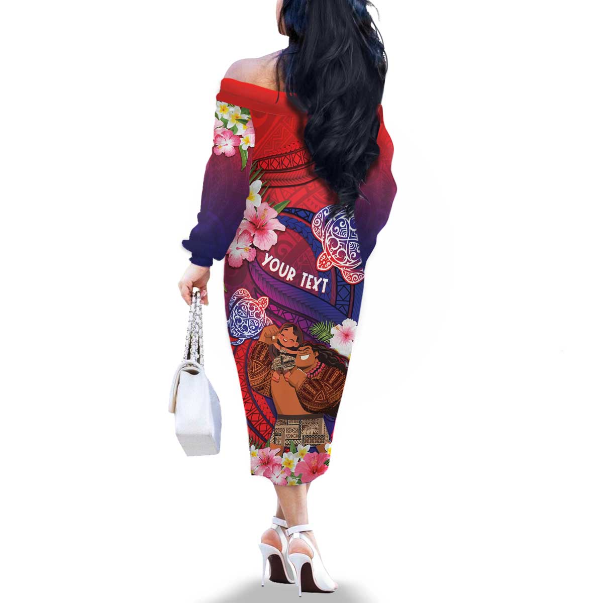 Personalised Samoa Father's Day Family Matching Off The Shoulder Long Sleeve Dress and Hawaiian Shirt Happy Father And Child DT04 - Polynesian Pride