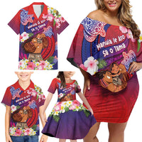Personalised Samoa Father's Day Family Matching Off Shoulder Short Dress and Hawaiian Shirt Happy Father And Child DT04 - Polynesian Pride