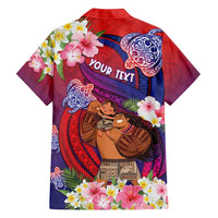 Personalised Samoa Father's Day Family Matching Off Shoulder Short Dress and Hawaiian Shirt Happy Father And Child DT04 - Polynesian Pride