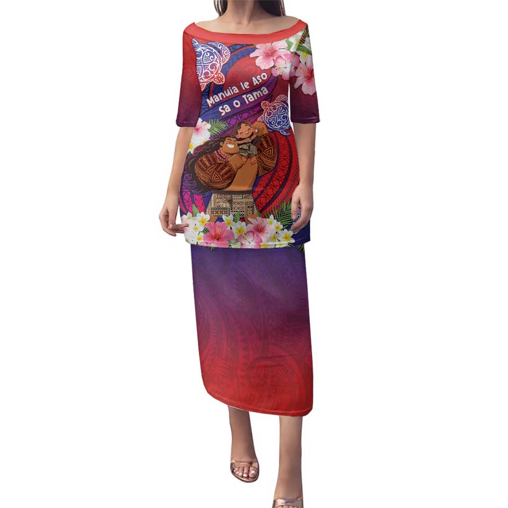 Personalised Samoa Father's Day Family Matching Puletasi and Hawaiian Shirt Happy Father And Child