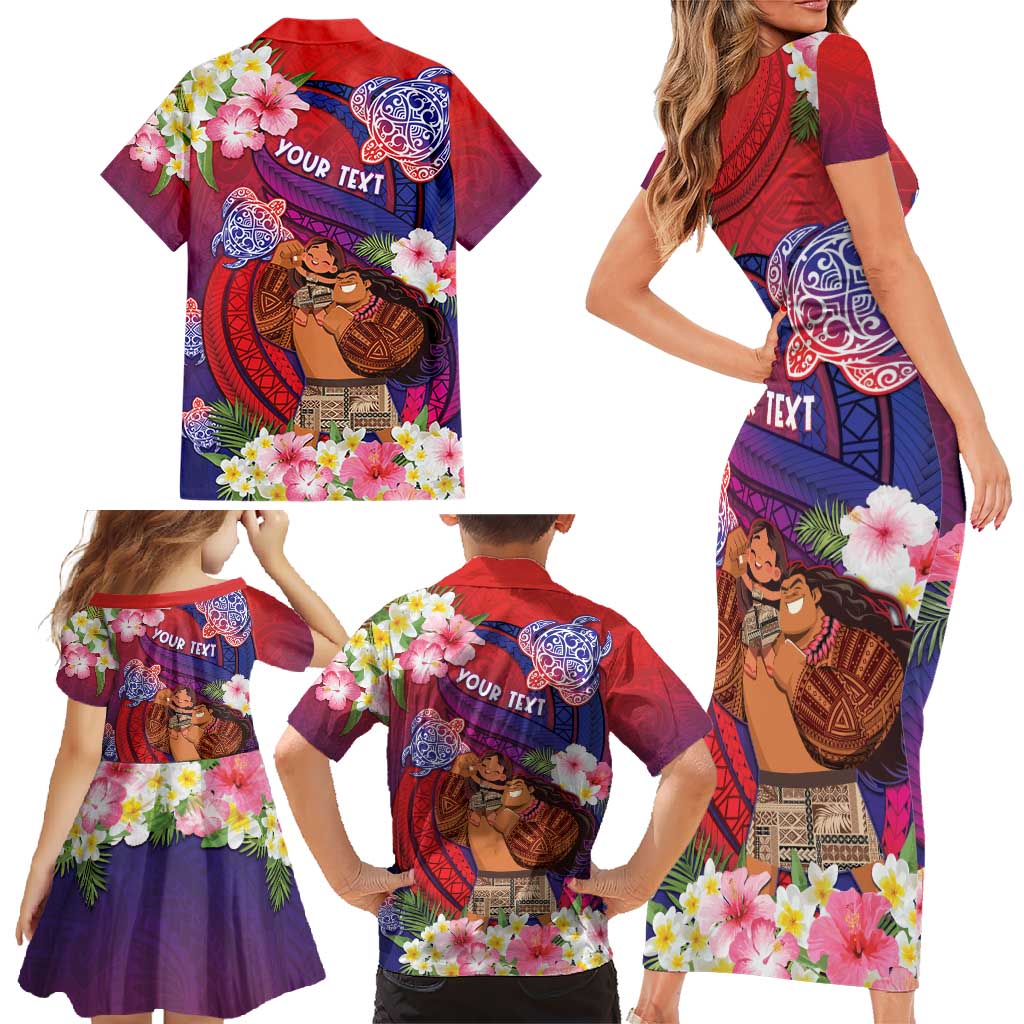 Personalised Samoa Father's Day Family Matching Short Sleeve Bodycon Dress and Hawaiian Shirt Happy Father And Child DT04 - Polynesian Pride