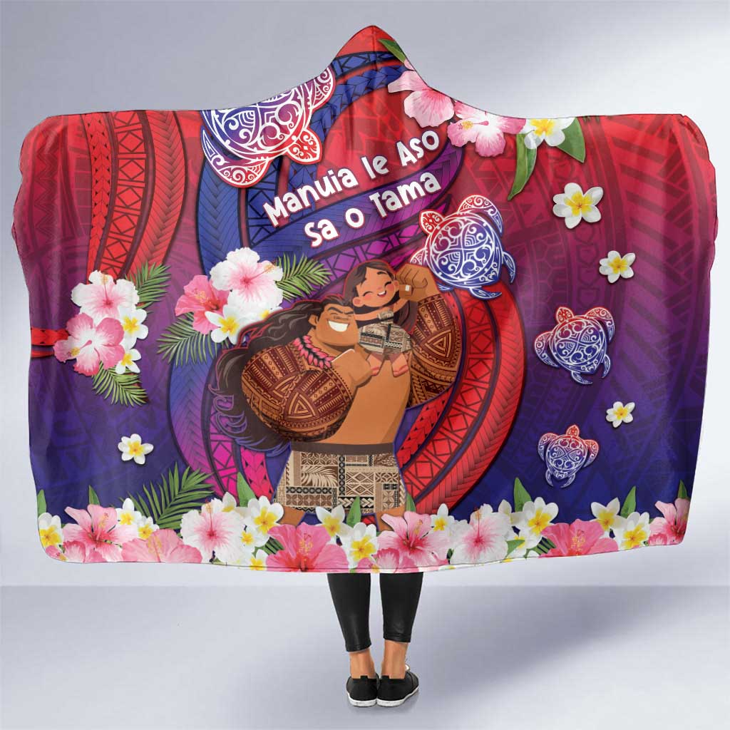 Samoa Father's Day Hooded Blanket Happy Father And Child
