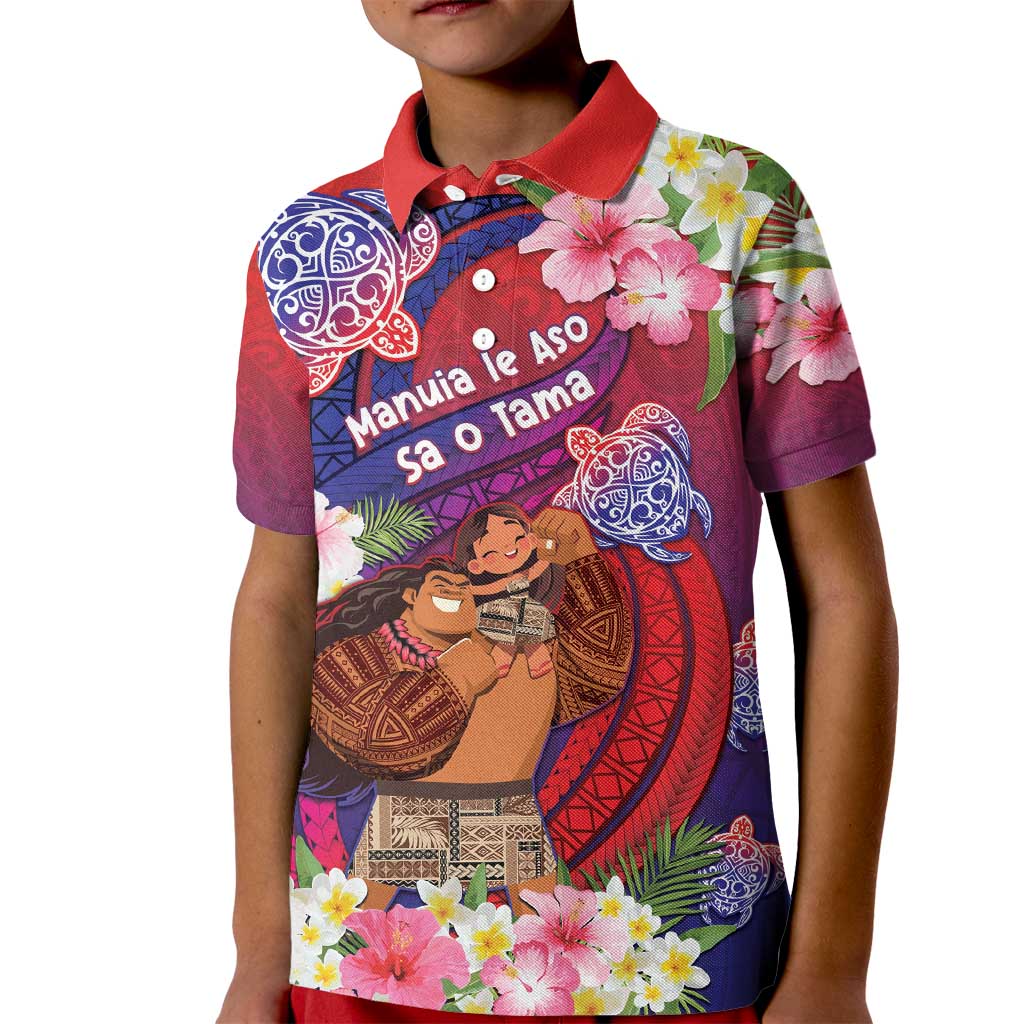 Personalised Samoa Father's Day Kid Polo Shirt Happy Father And Child