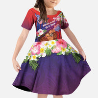 Personalised Samoa Father's Day Kid Short Sleeve Dress Happy Father And Child