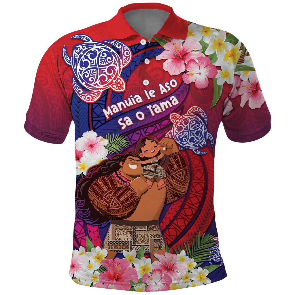 Personalised Samoa Father's Day Polo Shirt Happy Father And Child