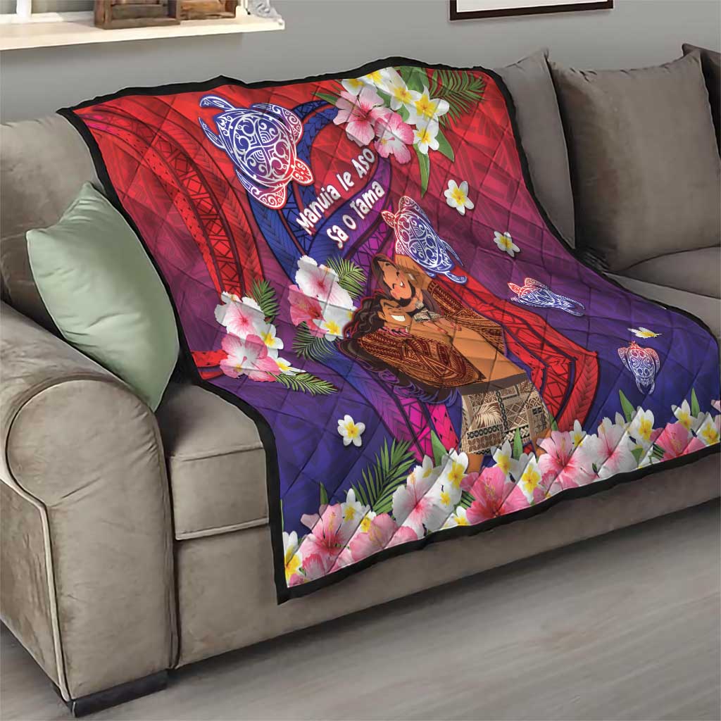 Samoa Father's Day Quilt Happy Father And Child