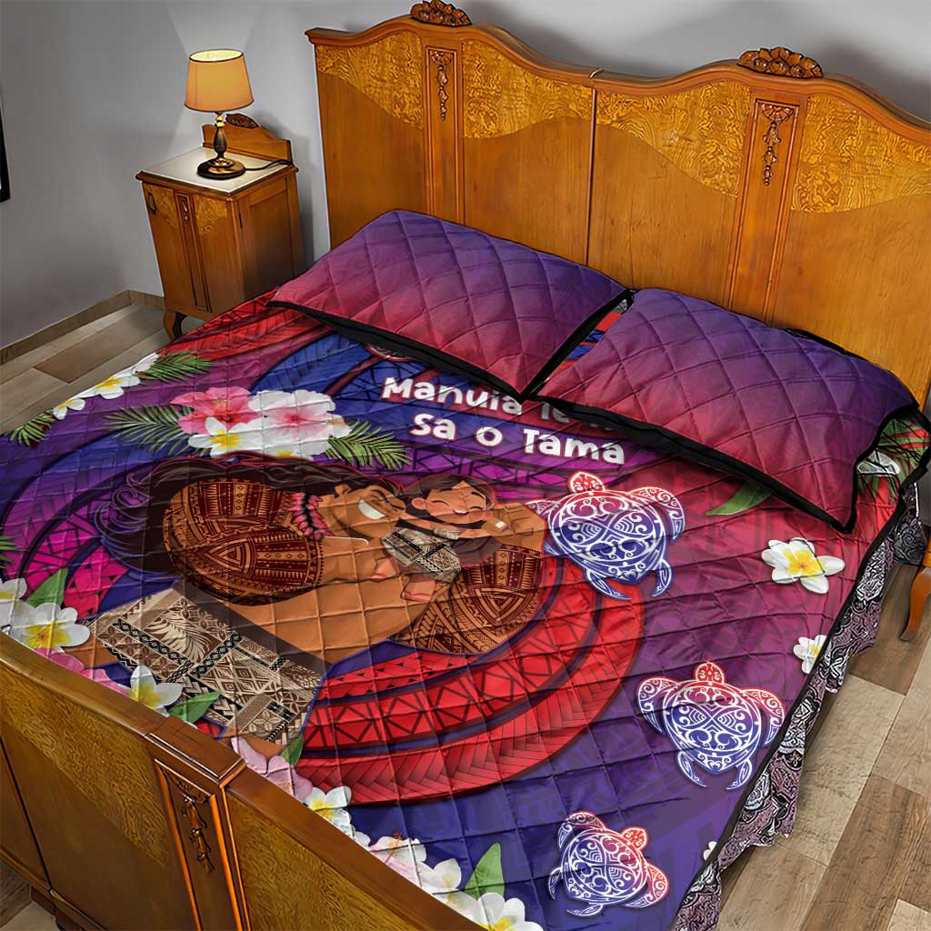 Samoa Father's Day Quilt Bed Set Happy Father And Child