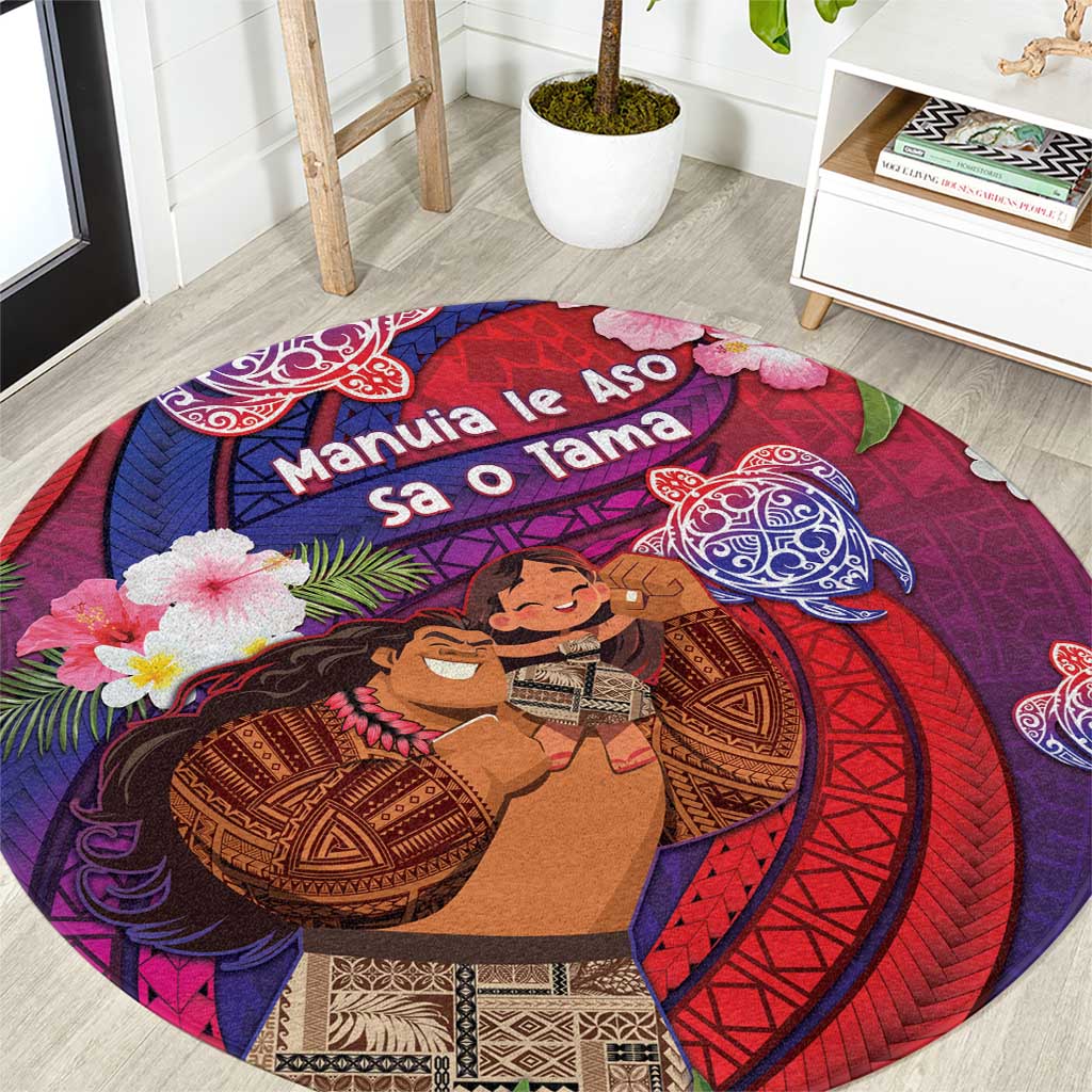 Samoa Father's Day Round Carpet Happy Father And Child