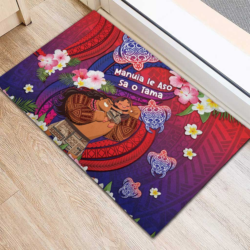 Samoa Father's Day Rubber Doormat Happy Father And Child