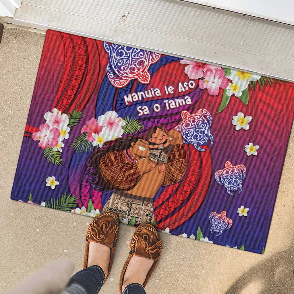 Samoa Father's Day Rubber Doormat Happy Father And Child