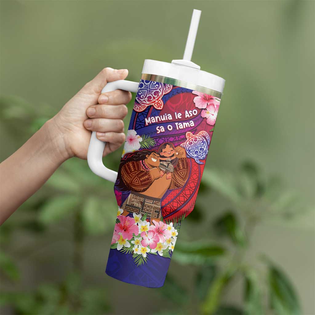 Personalised Samoa Father's Day Tumbler With Handle Happy Father And Child