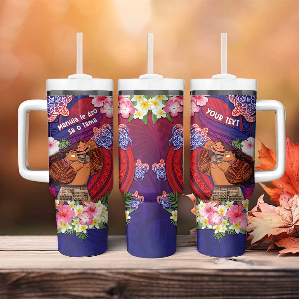 Personalised Samoa Father's Day Tumbler With Handle Happy Father And Child