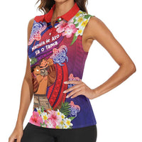 Personalised Samoa Father's Day Women Sleeveless Polo Shirt Happy Father And Child