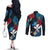 Hawaii Butterfly Couples Matching Off The Shoulder Long Sleeve Dress and Long Sleeve Button Shirt Kanaka Maoli Mix Hibiscus