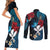 Hawaii Butterfly Couples Matching Short Sleeve Bodycon Dress and Long Sleeve Button Shirt Kanaka Maoli Mix Hibiscus