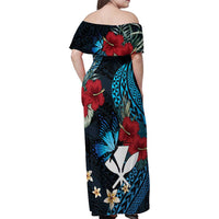 Hawaii Butterfly Family Matching Off Shoulder Maxi Dress and Hawaiian Shirt Kanaka Maoli Mix Hibiscus DT04 - Polynesian Pride