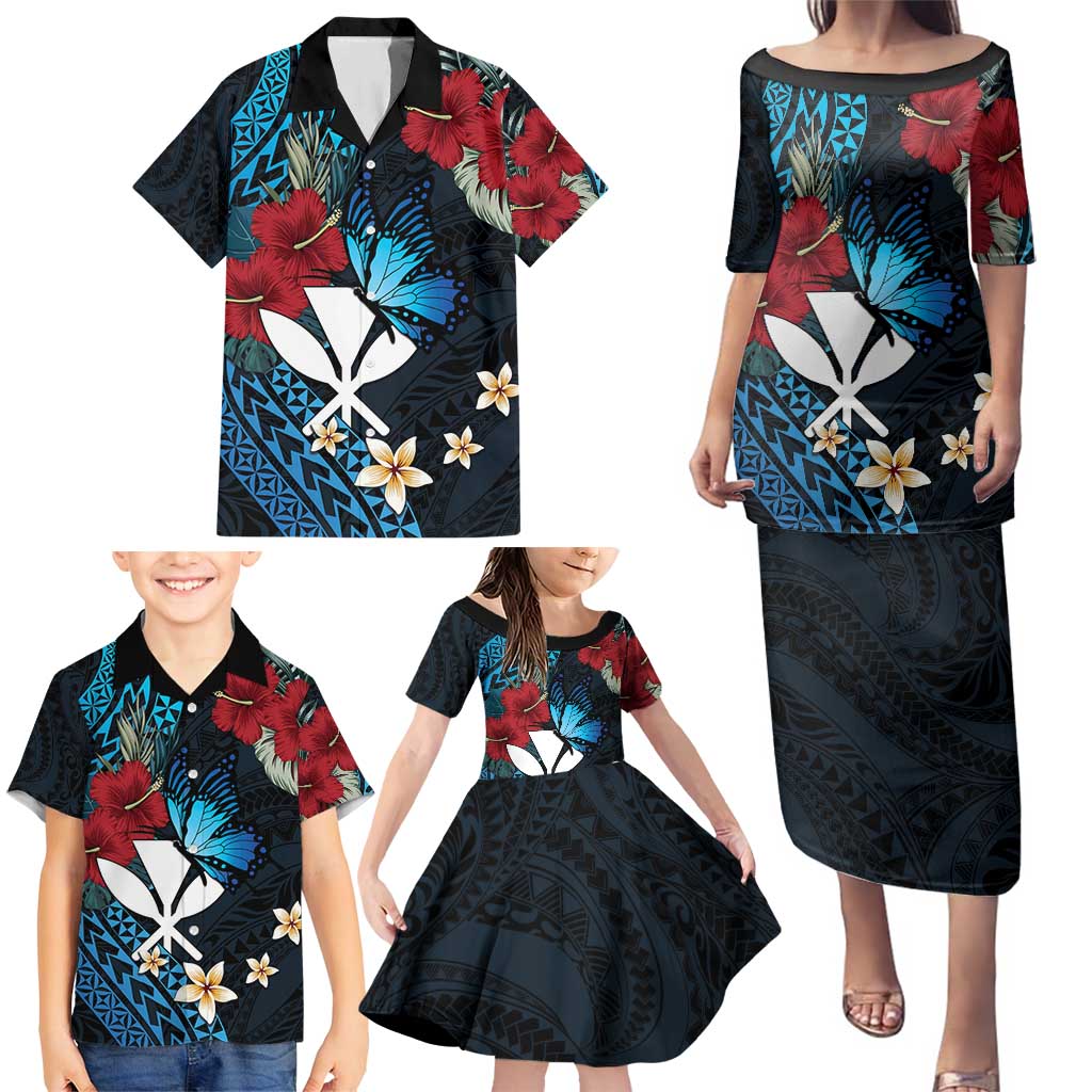 Hawaii Butterfly Family Matching Puletasi and Hawaiian Shirt Kanaka Maoli Mix Hibiscus DT04 - Polynesian Pride