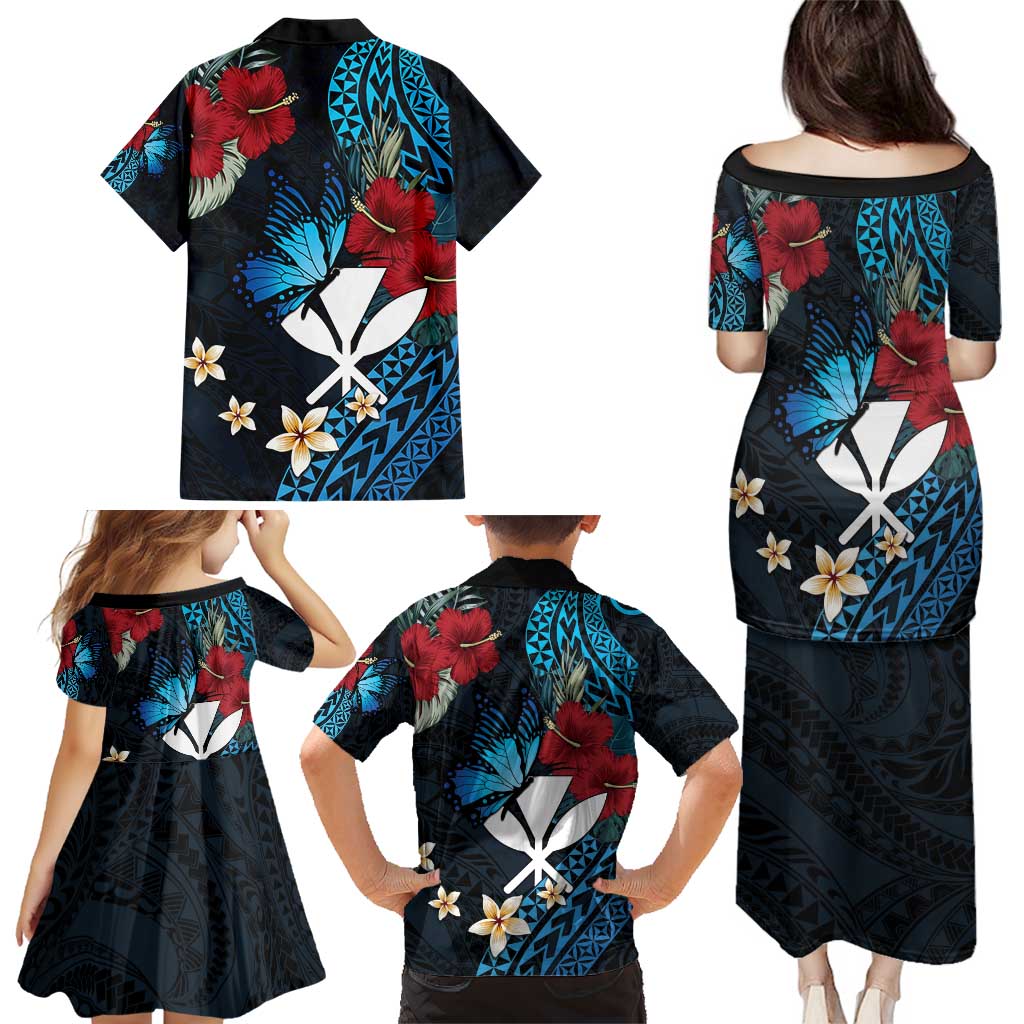 Hawaii Butterfly Family Matching Puletasi and Hawaiian Shirt Kanaka Maoli Mix Hibiscus DT04 - Polynesian Pride
