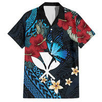 Hawaii Butterfly Family Matching Puletasi and Hawaiian Shirt Kanaka Maoli Mix Hibiscus DT04 Dad's Shirt - Short Sleeve Black - Polynesian Pride