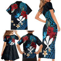 Hawaii Butterfly Family Matching Short Sleeve Bodycon Dress and Hawaiian Shirt Kanaka Maoli Mix Hibiscus DT04 - Polynesian Pride