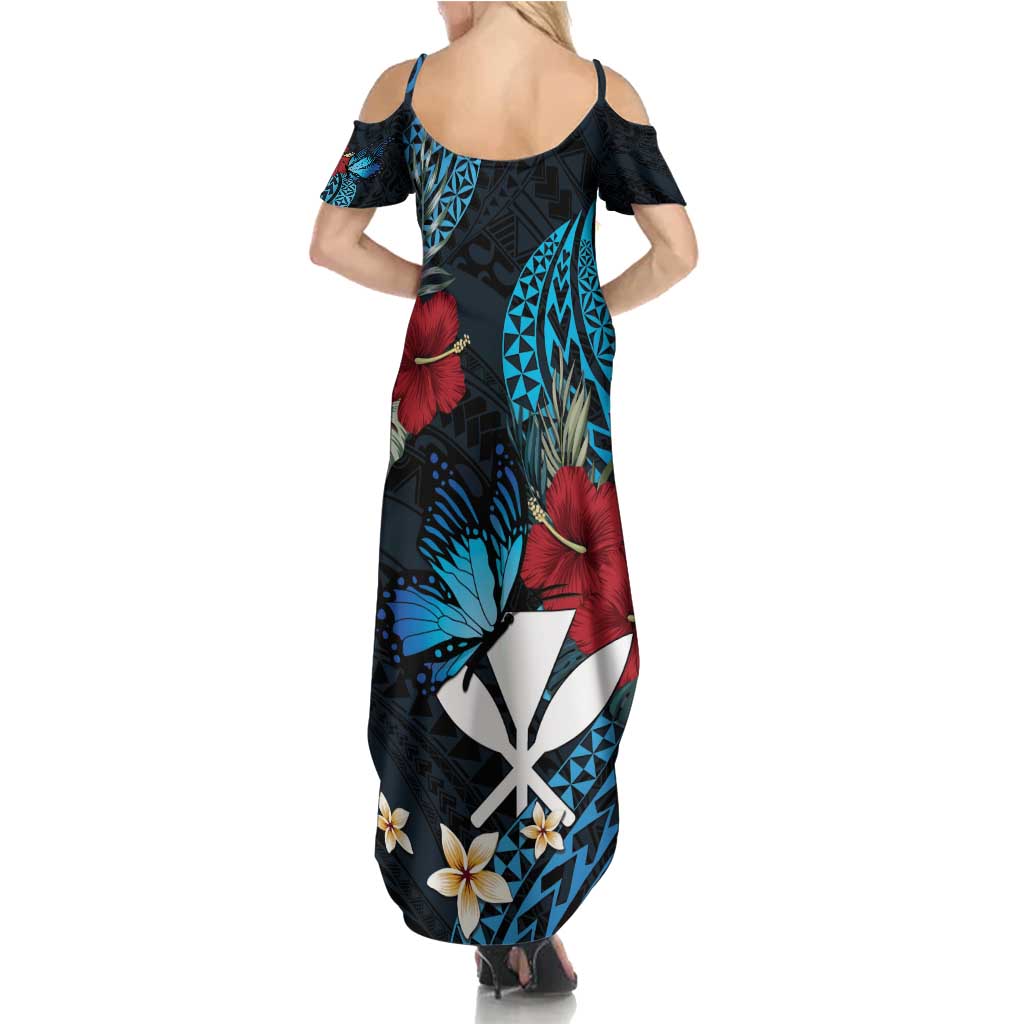 Hawaii Butterfly Family Matching Summer Maxi Dress and Hawaiian Shirt Kanaka Maoli Mix Hibiscus DT04 - Polynesian Pride