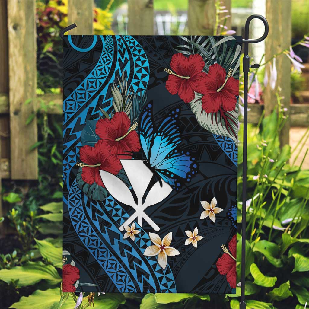 Hawaii Butterfly Garden Flag Kanaka Maoli Mix Hibiscus DT04 Garden Flag Black - Polynesian Pride