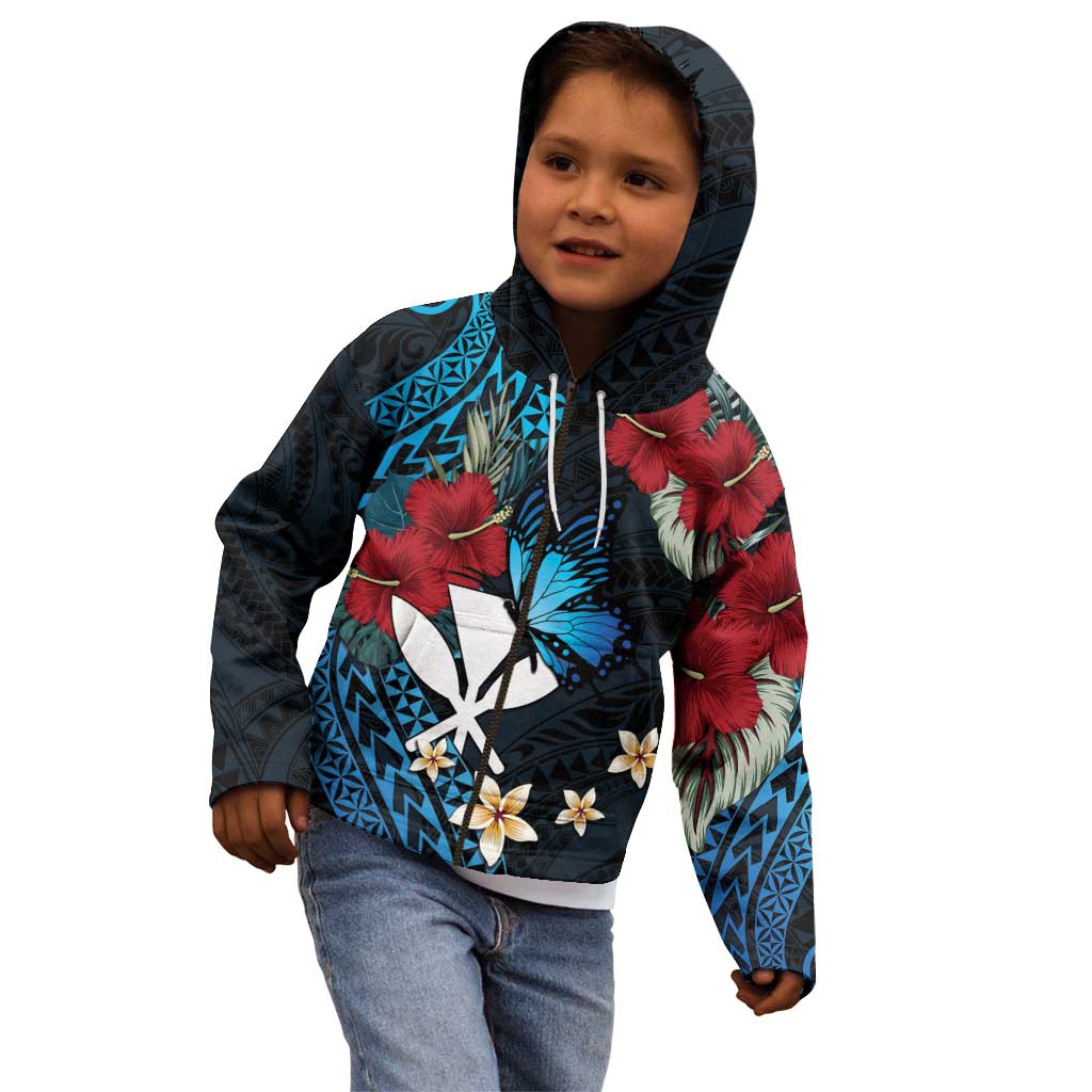 Hawaii Butterfly Kid Hoodie Kanaka Maoli Mix Hibiscus DT04 - Polynesian Pride