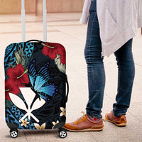Hawaii Butterfly Luggage Cover Kanaka Maoli Mix Hibiscus DT04 Black - Polynesian Pride