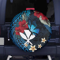 Hawaii Butterfly Spare Tire Cover Kanaka Maoli Mix Hibiscus DT04 No hole Black - Polynesian Pride